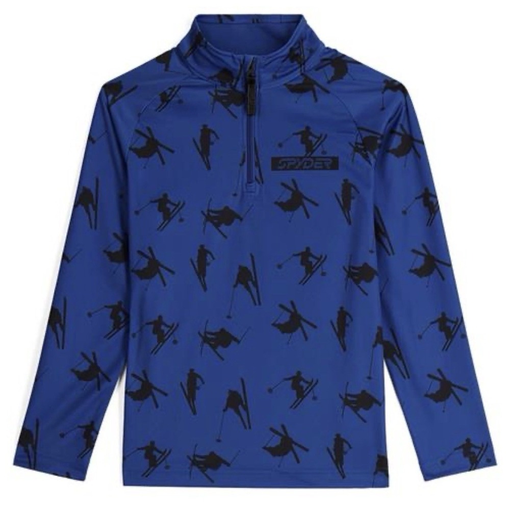 Spyder Boy's Quarter Zip Base Layer‎ Jacket Blue  Boy's Youth Size XL Ski Skiing